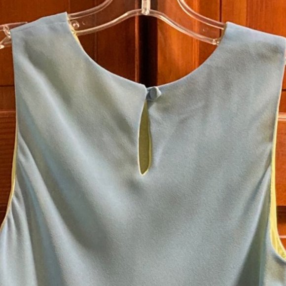 Boutique Geary Roark Kamisato Sleeveless Dress blue/lime green w/scarf - Size 10 - Picture 9 of 13